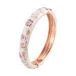 UJOY Womens Colorful Enamel Bangle Bracelet With Gift Box (White Flower)