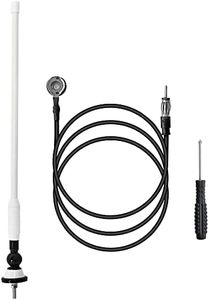 Anina 16 Inch Marine Trailer RV Radio Antenna Rubber Flexible Aerial Mast for Car Truck Boat ATV UTV Caravan Motorhome Motorcycle Optimized Radio FM/AM Reception (White)