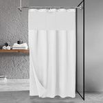 N&Y HOME Stall Waffle Shower Curtain with Snap-in Fabric Liner & Hooks Set - 54" x 78" Shower Stall Size, Hotel Style & Mesh Top Window, Machine Washable - 54x78, White