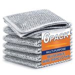 Hofex Multipurpose Non-Scratch Scrubbing Wire Dishwashing Rags, Double Stainless Steel Scrubber, Wire Dish Towel, Reusable Dishwashing Rags for Wet and Dry, Cloth for Kitchen (Pack-of 6)