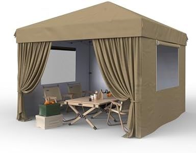 Garvee 10x10 Pop Up Canopy Tent Outdoor Canopy One-Person Set Up Heavy Duty Commercial Instant Tent Shelter, 4-Sidewall+Khaki