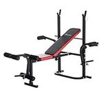 Soozier Adjustable Weight Bench with Leg Developer Barbell Rack for Weight Lifting and Strength Training Multifunctional Bench Press Workout Station for Home Gym