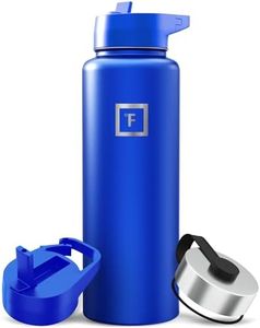 IRON °FLASK Sports Water Bottle - Wide Mouth with 3 Straw Lids - Stainless Steel Gym & Outdoor Bottles for Men, Women & Kids - Double Walled, Insulated Thermos, Metal Canteen - Cobalt, 40 Oz