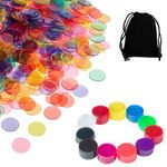 LEEQBCR 120 Pieces Clear Colour Counter, Counter Bingo Chips, Includes Storage Bag, Plastic Counter, Transparent Maths Game Marker, Counting and Maths Learning