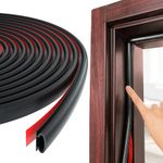 19.7 Feet Door Weather Stripping Door Seal Strip,Self-Adhesive Rubber Door Noise Blocker Sealing Strip for Window and Door Soundproofing D Shape,Door Insulation Strip for Door Frame Gap Blocker(Black)