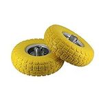 New Set Of 2-10" Pneumatic Sack Truck Trolley Wheel Barrow Tyre Tyres Garden Hand New Yellow | Emergency Replacement Tyre | Strong Durable Long Lasting