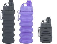 ＲＵＥＩＵＲＩ Collapsible Water Bottle, Foldable Cup,500Ml Collapsible Sport Water Bottle Bpa Reusable Travel Water Bottles For Hiking Biking Running Outdoor Gym (Gray+Purple)