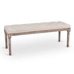 VONLUCE Extra Long Vintage Upholstered Bench with Padded Seat | Tufted Entryway Bench Dining Bench Seat & Footstool | French Rustic Ottoman Bench for Bedroom Living Room Hallway More, Beige