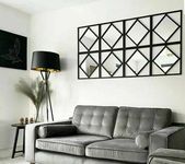 Biznest SET OF 3 40CM MODERN STYLE BOSTON BLACK WALL ART DECO STYLE MIRRORS SQUARE GEOMETRIC PATTERN DIY ART IDEA FOR LIVING ROOM BEDROOM GIRLS ROOM HALLWAY (6)
