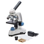 SWIFT SW150 Compound Monocular Student Microscope with 40X-1000X Magnification, Glass Optics, Extra 25X Widefield Eyepiece, Coarse and Fine Focusing, Dual Illumination, and Cordless Capability