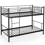 COSTWAY Metal Bunk Bed, 3FT Single over Single Loft Bed Frame with Ladder and Safety Guardrail, Home Bedroom Dorm Apartment Furniture Space-Saving Twin High Sleeper Beds for Kids Teens Adults (Black)