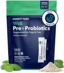 Honest Paws Probiotics for Dogs - Digestive & Immune Support Powder with Prebiotic Made in The USA, Chicken Flavor (30 Sticks)