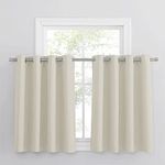 PONY DANCE Beige Blackout Curtains - Small Eyelet Window Treatment Home Decor Cream Privacy Protected Drapes for Kitchen/Cafe/Caravan, 52 x 36 inches, Light Beige, 2 Panels