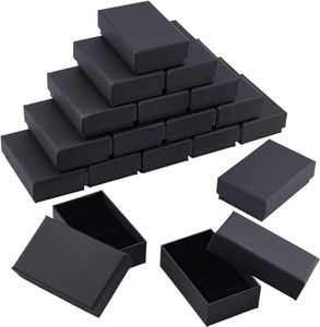 KBNIAN 24 PCS Boîte à Bijoux en Kraft Exquise avec Doublure et Couvecle Boîte à Cadeau Petite Boîte en Carton 8x5x2.8cm pour Bague Boucles d'oreilles Bracelet Pendentif Broche, Noir