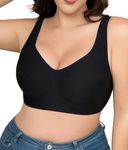 SHAPERX Bras for Women No Underwire Seamless Oversized Everyday Bra Comfort Wireless Padded Soft Support Bralette, SZ8026-Black-M