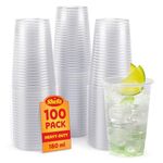 Shefa 100 Clear Plastic Cups - Plastic Party Cups for Beer, Water, & Juice, Plastic Cups for Dessert & Cold Drinks - Slush Cups & Milkshake Cups, Plastic Cocktail Cups - 180ml Plastic Glasses