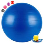 AVMART Anti-Burst Exercise Gym Ball with Pump, Anti-Slip Balance Stability Ball, Heavy Duty Fitness Yoga Ball, Extra Thick Swiss Birthing Ball, Multicolor(75CM)