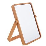 Mokoze Wood Rectangle Vanity Mirror for Desk or Wall - Stand Up Hanging Makeup Mirror, Table Decorative Mirrors for Living Room Bedroom Study Office Home Decor