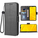 WWAAYSSXA Compatible with ZTE Blade A71 Wallet Case Wrist Strap Lanyard and Leather Flip Card Holder Stand Cell Accessories Mobile Folio Purse Phone Cover for ZTE Blade 11 Prime Women Men Black