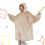 Degrees of Comfort Wearable Blanket Hoodie for Kids, Sherpa Hooded Sweatshirt, One Size, Beige