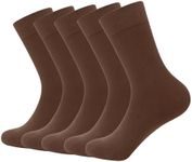 SERISIMPLE Viscose Bamboo Dress Men Sock Thin Soft Crew Anti Odor Lightweight Sock Breathable Comfort Cool soft Sock 5 Pairs (US, Alpha, Large, Regular, Regular, Brown)