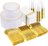 700 Pcs Gold Dinnerware Set, Plasti