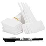 Orrdiffi 100 Pcs Plant Labels for Outdoor Plants Seed Labels PlasticT-Type Tags for Potted Plants, Herbs, Flowers, Vegetable, Waterproof Eco-Friendly Sticks with Marker Sign Pen (White)