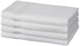 Amazon Brand - Solimo 100% Cotton 4 Piece Hand Towel Set, 500 GSM (White)