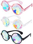 Frienda 3 Pairs Kaleidoscope Rave Glasses Festivals Goggle Rainbow Sunglass Kaleidoscope Sunglass Prism Refraction Glasses