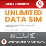 Vodafone Unlimited Data SIM Card UK – Preloaded Data SIM for Home Broadband Replacement, Routers & Mobile WiFi – No Contract, 6 Months plan