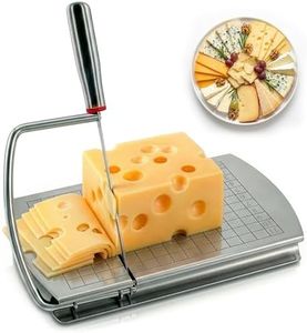 Stainless Steel Cheese Slicer for Block Cheese with Blade & Locking Design - Multipurpose Manual Cheese Cutter Board 9.92 x 8.27 x 1.18 in for Slicing Butter, Vegetables, Fruits, Snacks & Deli Foods