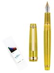 Gullor Transparent Fluorescent Fountain Pen, Resin, with Converter, Multicolor Ink Cartridges, Gift Box, Fine Nib