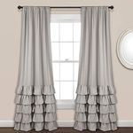 Lush Decor Polyester Window Curtain, 84" x 40", Light Gray, 2 Pieces,Eyelet