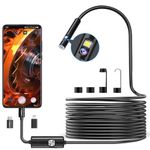 Endoskopkamera Inspection Camera USB Phone: 1920P HD Dual Lens Camera Borescope for iPhone Android - Fibre Optic Drain Camera with 8 LED light - 16.4FT Semi-Rigid Snake Cord IP67 Waterproof Black