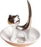 PUDDING CABIN Ring Holder Dish, Sliver Cat, Jewelry Storage for Women, Cat Lover Gifts, Christmas, Mother's Day, Birthday, Wedding, Engagement, Valentine's Day