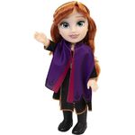 Frozen Disney 2 Anna Adventure Doll by JAKKS Pacific, 14" / 35cm Tall with Violet Travel Cape, Detailed Boots & Gorgeous Hairstyle - Perfect for Girls Ages 3+