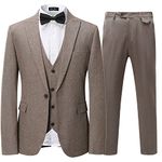 WULFUL Men's Suit Slim Fit One Button 3-Piece Suit Blazer Dress Business Wedding Party Jacket Vest & Pants Aquamarine