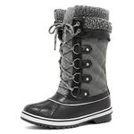 DREAM PAIRS Womens Winter Boots Fur Lined Mid Calf Warm Snow Boots Lace UP Anti-Slip Outdoor Shoes,Size 12,Grey,Monte_02