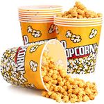 Tebery 12 Pack Plastic Popcorn Containers Reusable Popcorn Bucket Tub for Movie Night - 7 x 7 Inches