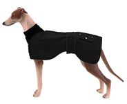 Ctomche Cotton Dog Vest, Dog Winter Coat Reflective Waterproof, Windproof Fleece Lined Dog Coat, Coat Warm Dog Apparel Cold Weather for Lurchers, Greyhounds & Whippets Black-XXXL