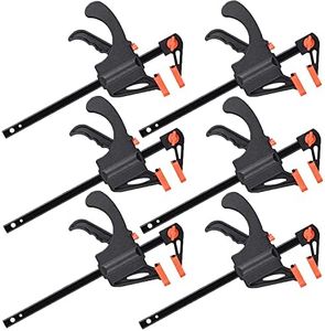 WAIZHIUA 6Pcs Quick Grip Clamps 4 Inch F Wood Clamps Ratchet Bar Clamps One Hand Quick Release Clamp Tool Set for Manual Work, DIY Handmade Craft, Woodworking