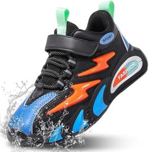 EGMPDA Kids Running Sports Shoes Boys Girls Walking Sneakers Tennis Tennis Non Slip Breathable Comfortable Lightweight Soft Fashion Black Orange Size 11