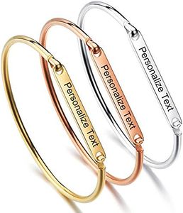 NEHZUS Inspirational Bangle Bracelets for Women Mom Personalized Gift for Her Engraved Mantra Cuff Bangle Crown Birthday Inspire Jewelry (3 Color Packs Customize)