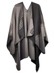 Belle Dame Women’s Poncho Shawl Wrap Ruana Cape for Fall Winter Printed Blanket Scarf Wrap Open Front Cardigan (CP069)