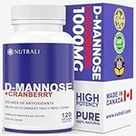 New Nutrali MAXIMUM POTENCY D-Mannose, Hibiscus, Dandelion + Cranberry Supplement – 1000mg per Serving (2 powerful capsules), Treats UTI Urinary Tract and Supports Bladder Health, Natural Cleanse - Vegan, Gluten Free. 120 Easy to Swallow Capsules, 1 Pack