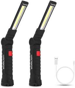 LudoPam 2 Pack LED Work Lights - Magnetic Work Light Rechargeable Durable, Waterproof, 5 Modes 360° Rotatable, Magnetic Base & Hook - for Mechanics Car Repair, Home, Garage, Emergency,BBQ,Camping