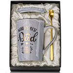 Dad Gifts - Gifts for Dad - Dad Birthday Gifts from Daughter, Son - World' s Best Dad Mug - Fathers Day Birthday Gifts for Dad, New Dad, Husband - Ceramic Coffee Mug Gifts Box 14oz Grey