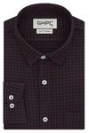 GHPC Cottswool Winter Wear Woolen Gingham Checks Full Sleeves Regular Fit Formal Shirt for Men (Wine, CW230637_44)