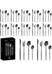 Shipnetic Black 48-Piece Stainless Steel Flatware Set – Luxury Cutlery for with Dinner Forks, Knives, Spoons & Teaspoons – Elegant, Rustproof, Gift-Boxed Dining Set Restaurants,Wedding,Home uses