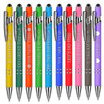 Funny Pen RUIFUNETEK Inspirational Ballpoint Pens Funny Pens with Inspirational Quotes Screen Touch Stylus Pen Metal Gel Ballpoint Pen for Office School(10 Pieces, 10 Colors)